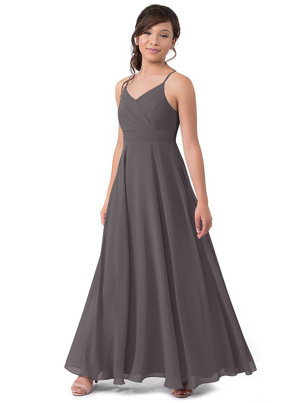 Vestido Delicado De Chiffon Para Dama De Honor Junior Con Mangas De Volantes Y Escote En V Azalea main image 1