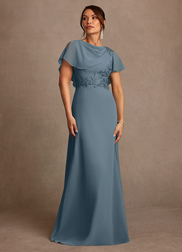 Azazie Frieda Vestidos para Mãe da Noiva Vestido Crepúsculo de Chiffon de Linha A com Apliques image1