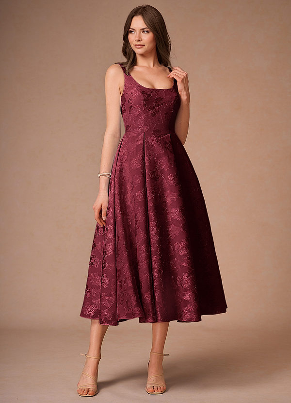 Briac Wine A-line Midi Dress image1