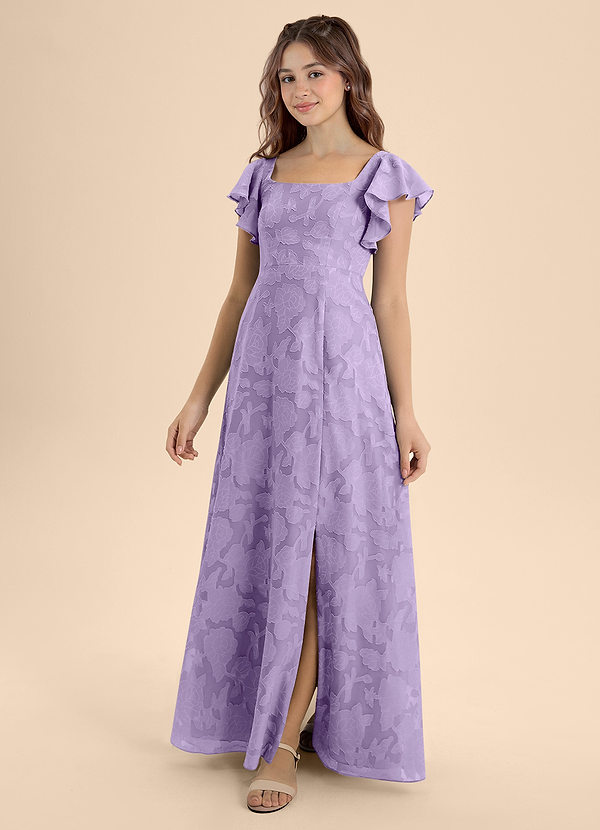 Azazie Bondi Junior Robe Trapèze en Blumen-Burnout Arc Lilas image1