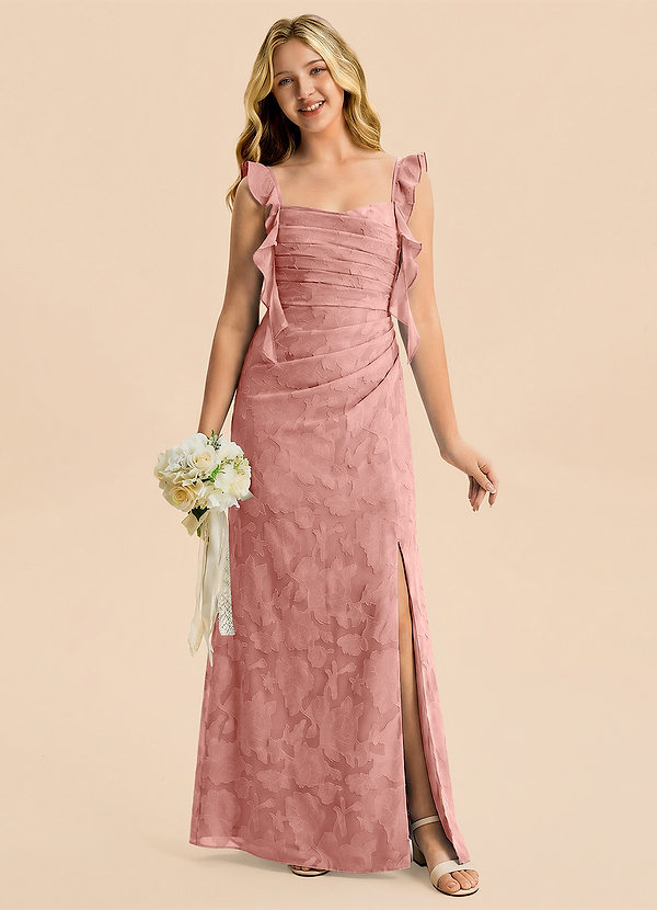Azazie Jessamine Junior Rosette Mermaid Sweetheart Neckline Floral Burnout Dress image1