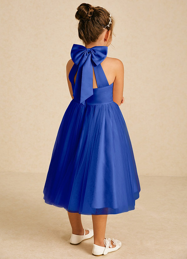Azazie Dora Flower Girl Dresses Royal Blue A-Line Bow Tulle Dress image1