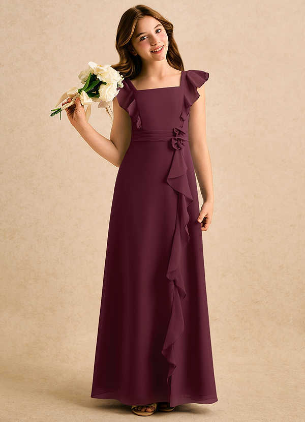 Azazie Soso Girls Formal Sukienki dla dziewczynek sypiących kwiaty Linia A Pofałdowany Szyfon Długość podłogi Sukienka image1