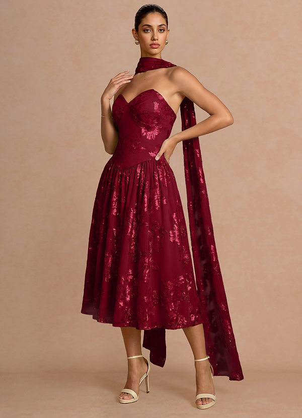 Astra Burgundy Midi Dress image1