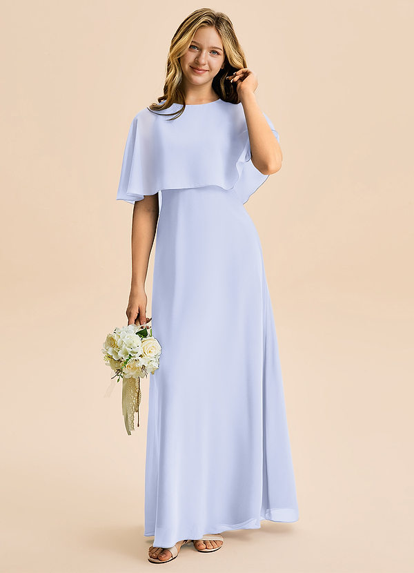 Azazie Maris Junior Linia A Szyfon Długość podłogi Młodsza druhna Sukienka image1