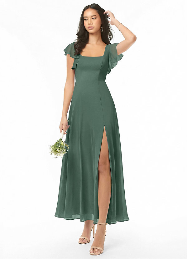 Azazie Bondi Brautjungfernkleider A-Linie Gestreift Chiffon Kleid Seemoos image1