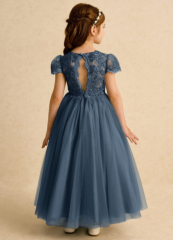 Azazie Puff Robes de Fillette d'Honneur Robe Princesse en Tulle Dentelle Neptune image1