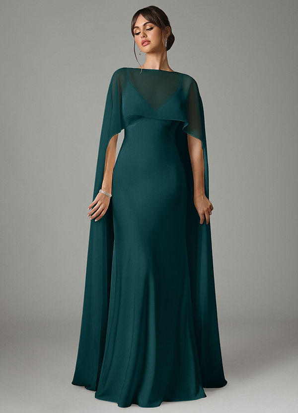 Azazie Stefania Bruidsmeisjes Jurken Jurk van Stretch Satijn met A-Lijn Pijnboom image1