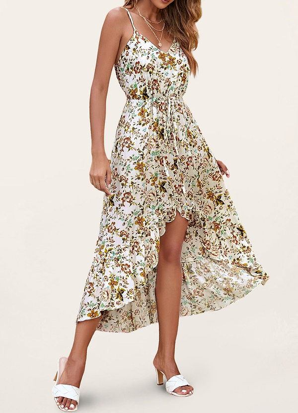 back Près de ton coeur Blanc Robe asymétrique à imprimé floral