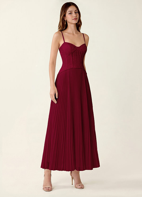 Isolde Burgundy Lace A-line Corset Maxi Dress image1