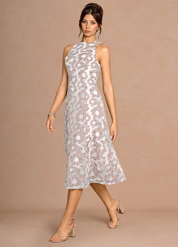 Selira 핑크와 화이트 미디 드레스 image1