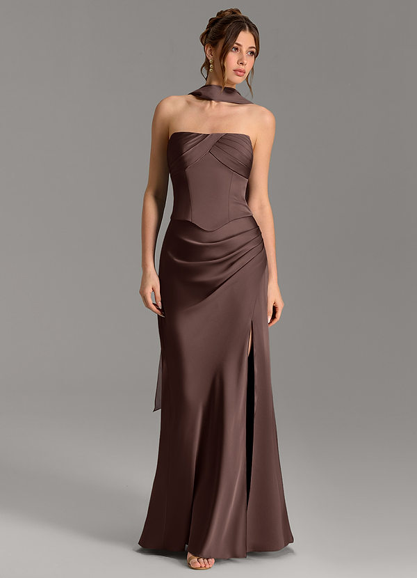 Nicki Bridesmaid Dresses Ganache Sheath Corset Stretch Satin Dress image1