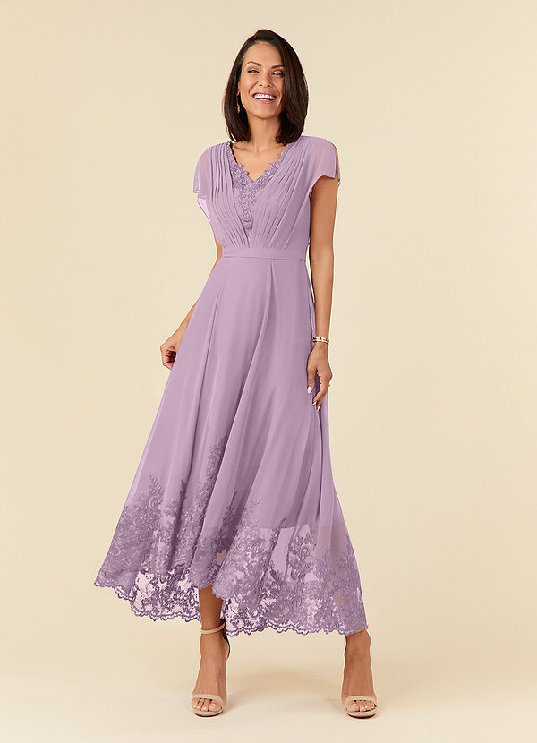 Azazie Palana Mother of the Brides Dresses Wisteria A-Line Lace Chiffon Dress image1