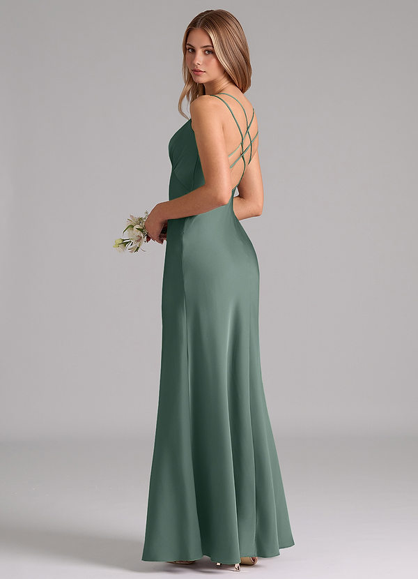 Azazie Suttona Brudtärneklänningar Klä av A-Linje i Stretch Satin Plisserad Havsmossa image1