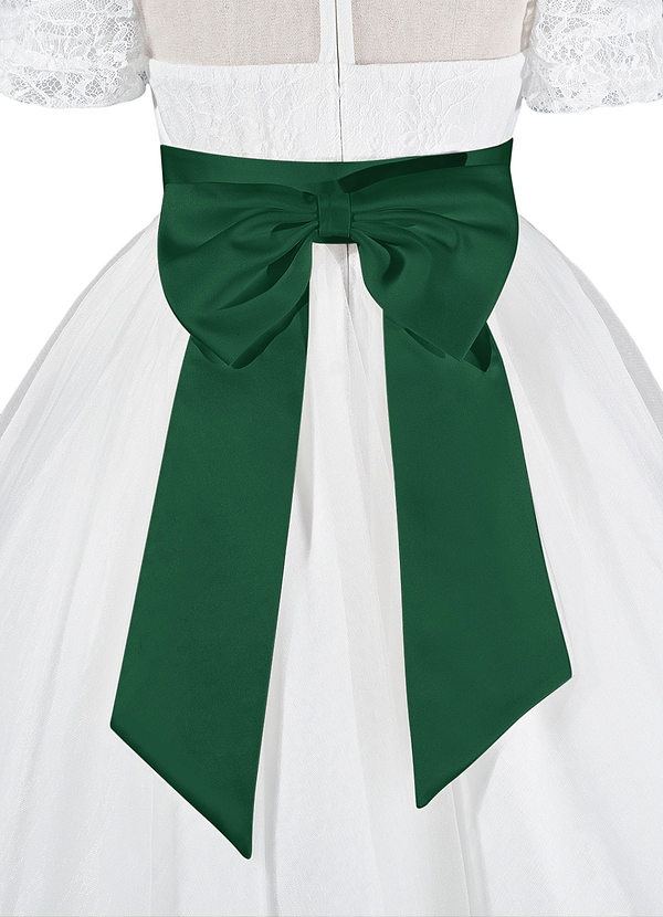 front Matching Color Matte Satin Sash with Back Bow