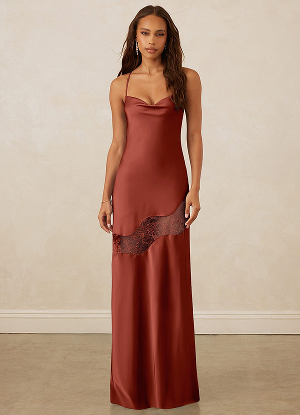 Christian Siriano Bridal for Azazie 1012 Robes Demoiselle d'honneur Robe Slip En Satin Extensible Avec Découpes En Dentelle Chantilly image1