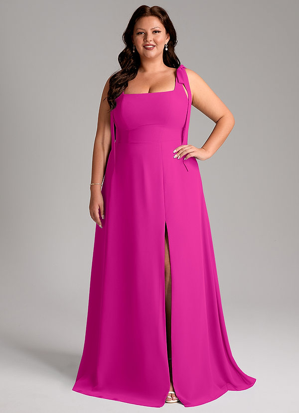 Azazie Debra Abiti da Damigella Abito Convertibile A-Line in Chiffon Con Tasche Fucsia image1