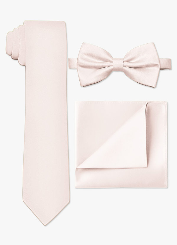front Set van matte satijnen skinny stropdas, vlinderdas en pochet