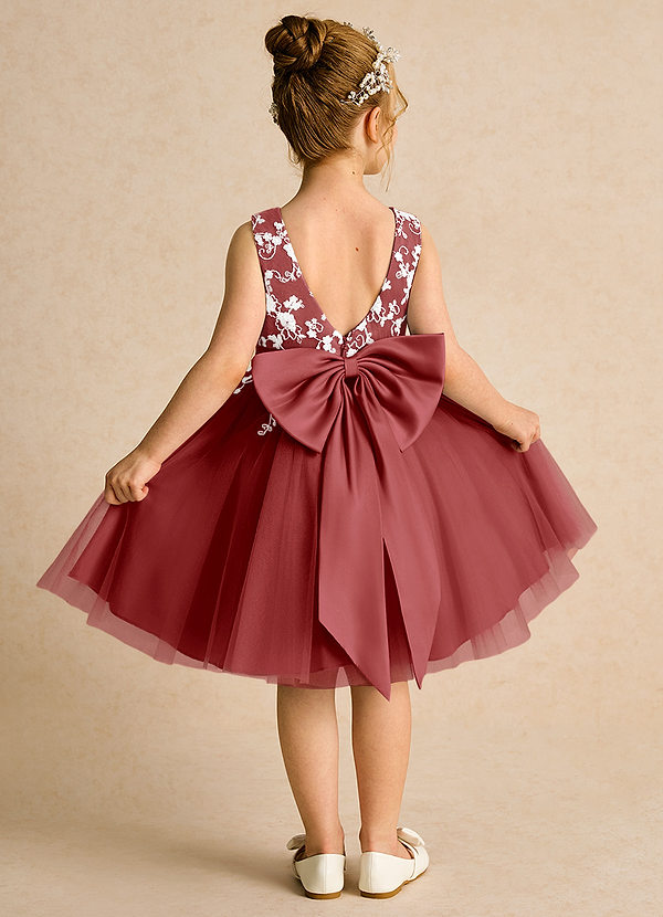 Azazie Butterfly Flower Girl Dresses Rust A-Line Lace Dress image1