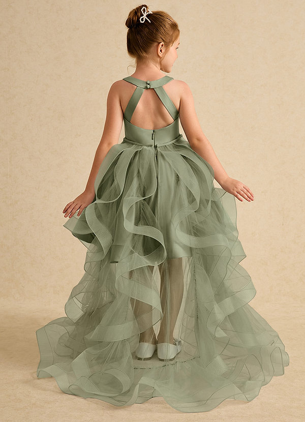 Azazie Julietta Robes de Fillette d'Honneur Robe Princesse en Tulle Convertible Pistache image1