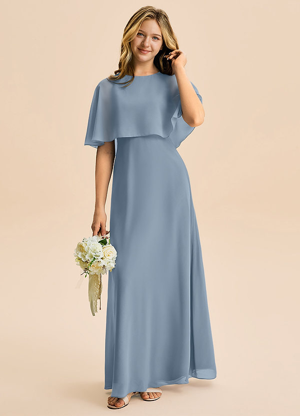 Azazie Maris Junior Dusty Blue A-Line Chiffon Dress image1