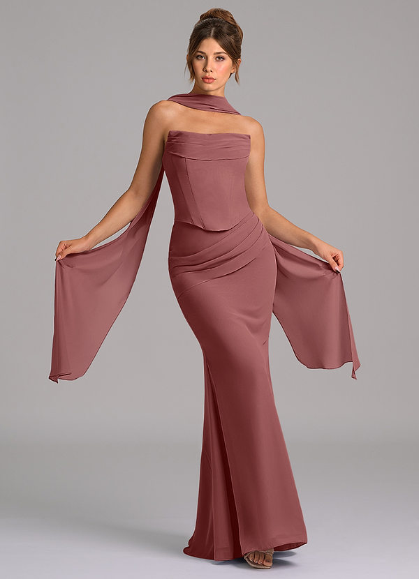 Azazie Sorrel Brudtärneklänningar Klänning av Sjöjungfru i Chiffong Korsett Ametist image1