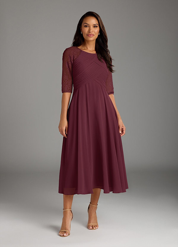 Azazie Dorothea Mother of the Bride Dresses Cabernet A-Line Scoop lace Chiffon Dress image1