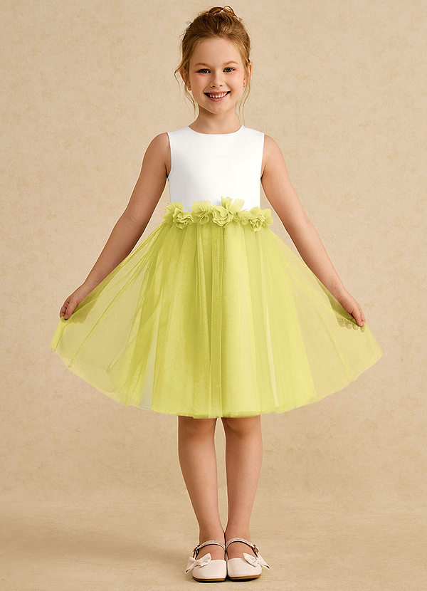 Azazie Louisa Vestidos de arras Vestido Marfil Canario de Tul de Línea A con Sin mangas image1