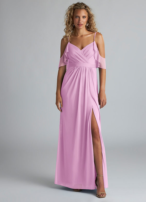 Fiena A-Line V-neck Ruched Mesh Dress