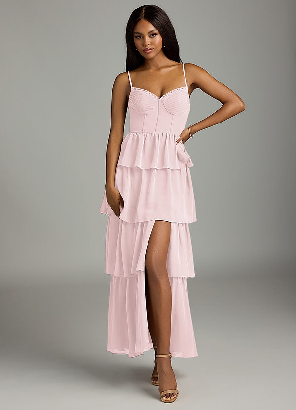 Azazie Kaiden Bridesmaid Dresses Blushing Pink A-Line Sweetheart Neckline Chiffon Dress image1