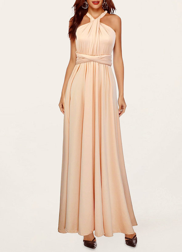 front Parfaitement élégant Champagne Robe longue convertible