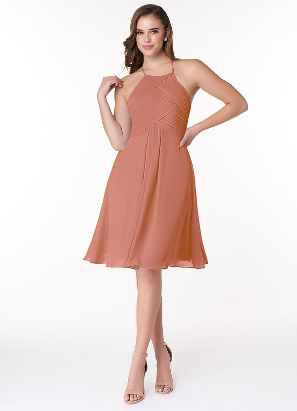 Azazie Adriana Bridesmaid Dresses MAI TAI A-Line Pleated Chiffon Dress image1