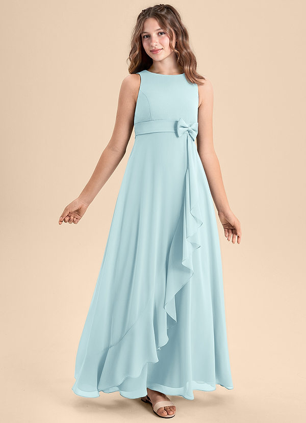Azazie Lilenne Junior Sea Glass A-Line Bow Chiffon Dress image1