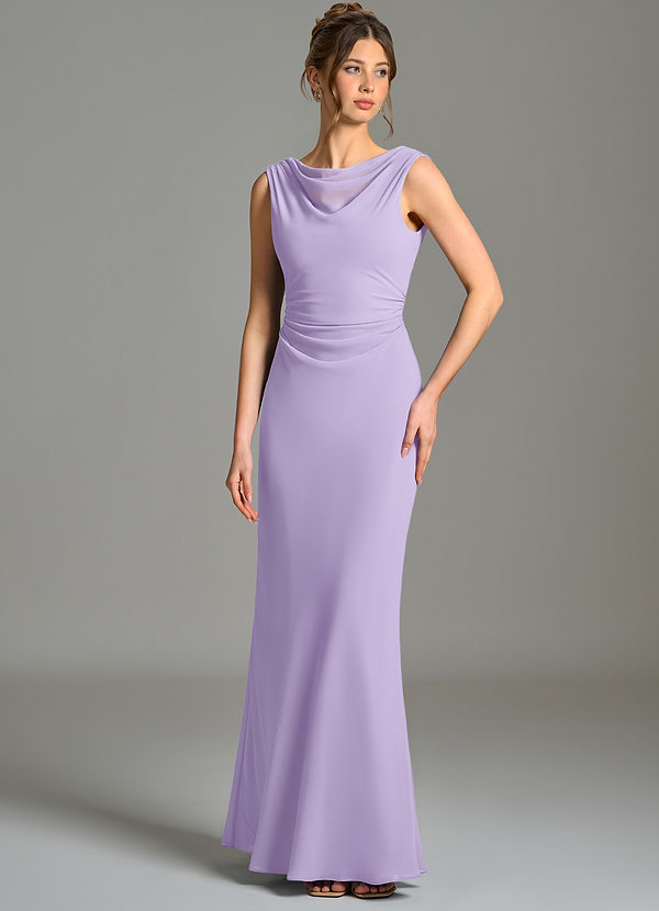 Azazie Kieryn Bridesmaid Dresses Lilac Mermaid Pleated Chiffon Dress image1