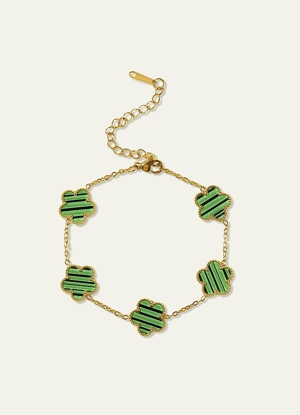 front 18K Gold Plated Stainless Steel Five-Leaf Clover Charm Bracelet