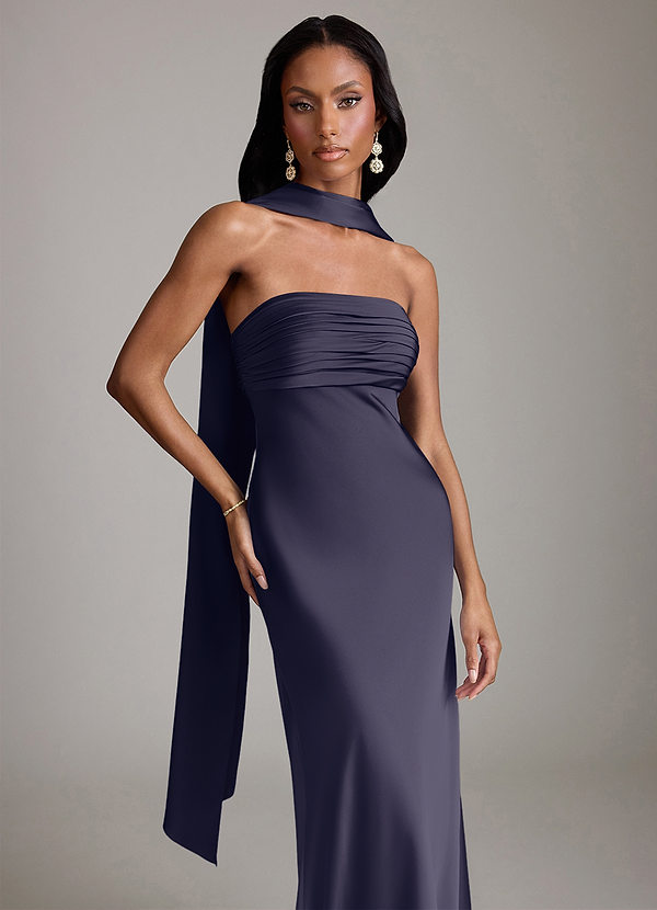 Azazie Saylor Vestidos Dama de Honor Vestido de Tormenta de Satén Elástico de Corte Sirena con Sin tirantes image1