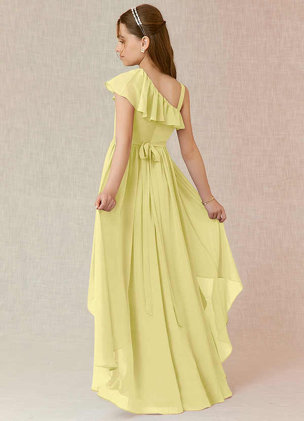 Azazie Mango Junior Robe Trapèze en Mousseline de soie Rayé Sorbet Citron image1