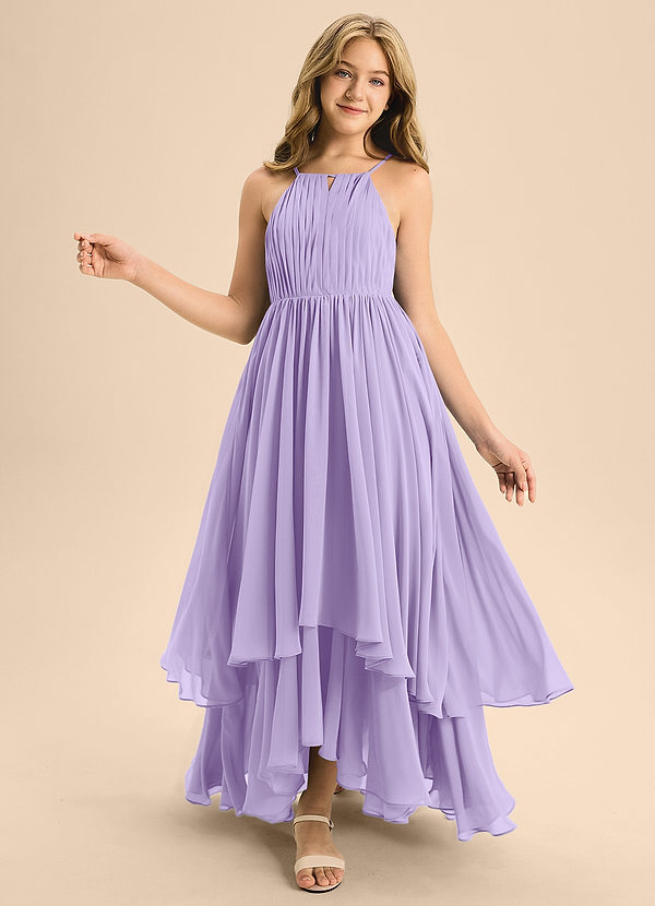 Azazie Elliora Junior Lilac A-Line Pleated Chiffon Dress image1