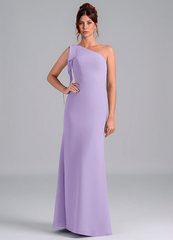 Azazie Rinna Bridesmaid Dresses Lilac Mermaid One Shoulder Chiffon Dress image1