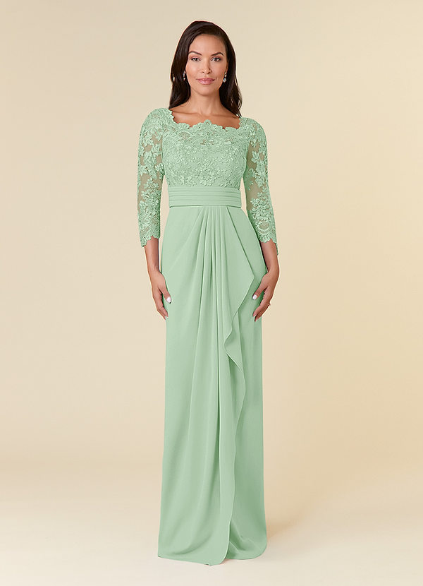 Sage Sheath Strapless Long Convertible Floral Dress with Streamer