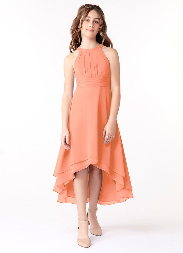 Azazie Linna Junior Sunset A-Line Pleated Chiffon Dress image1