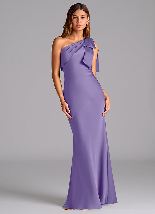 Azazie Yuanna Bridesmaid Dresses Tahiti Mermaid One Shoulder Stretch Satin Dress image1
