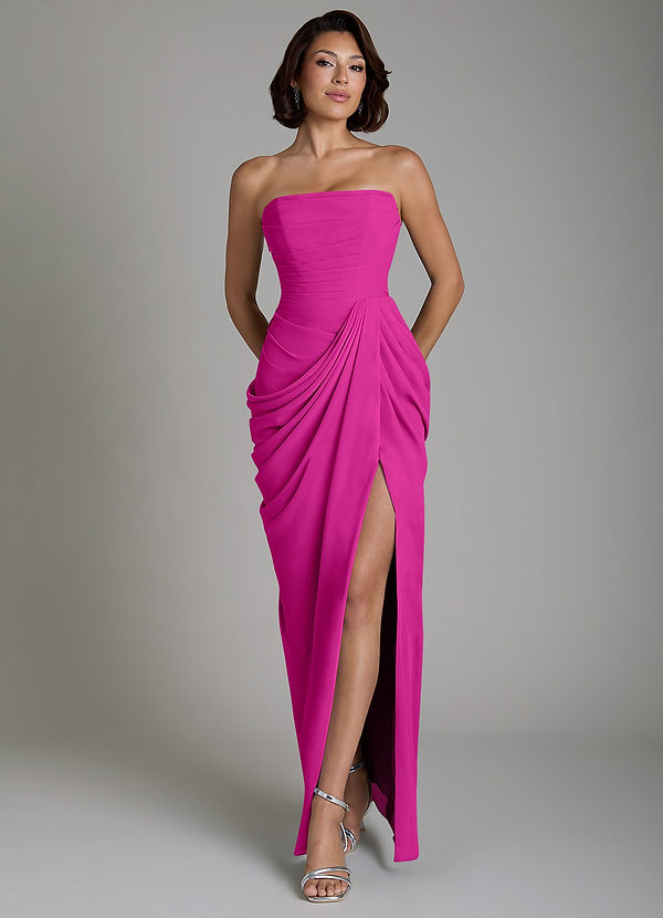 Azazie Nyra Abiti da Damigella Abito Tubino in Chiffon Corsetto Fucsia image1
