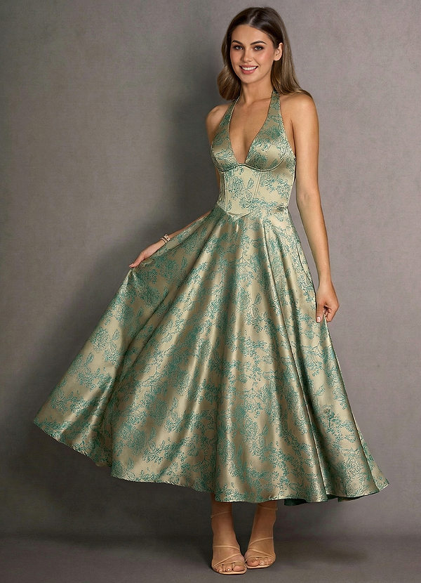 Isabeau Platinum Teal Maxi Dress image1