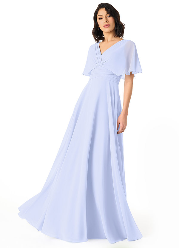 Azazie Pamela Bridesmaid Dresses Lavender A-Line V-Neck Pleated Chiffon Dress image1