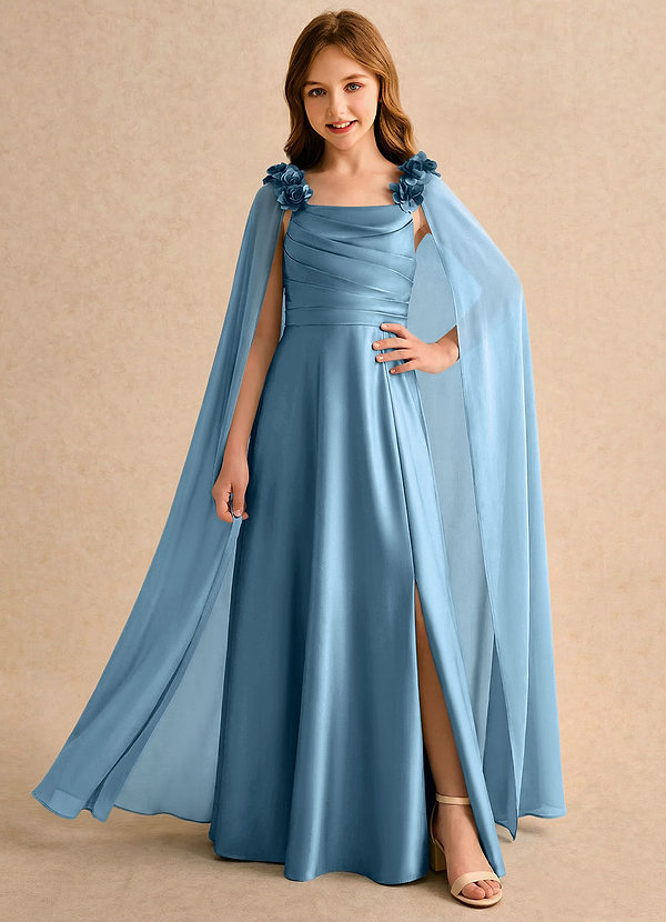 Azazie Rosita Girls Formal Klänningar för brudeflicka Klä A-Line i Stretch Satin Plisserad image1