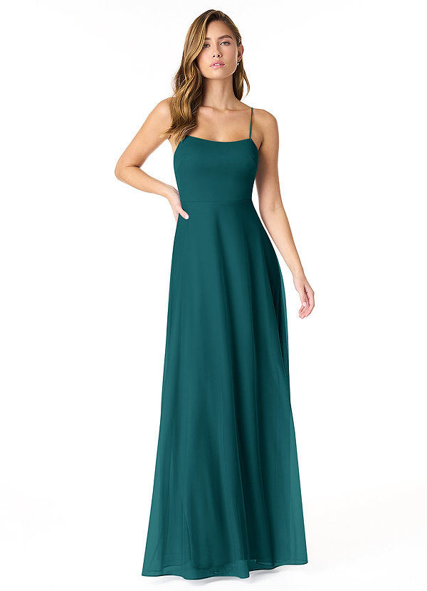 Azazie Rae Bridesmaid Dresses Peacock A-Line Bow Mesh Dress image1