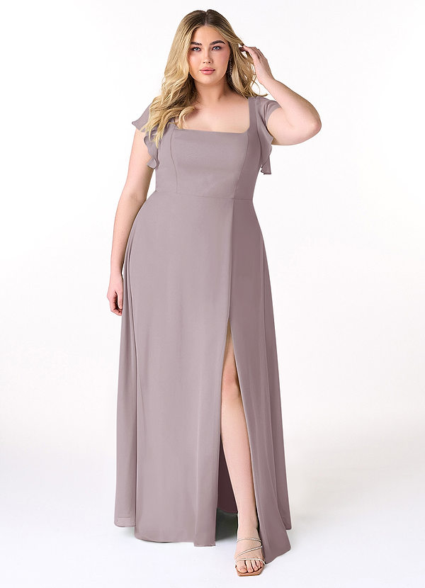 Azazie Bondi Bridesmaid Dresses Dusk A-Line Ruffled Chiffon Dress image1