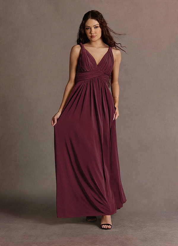 Maddie Wine Twist Strap Maxi Dress image1