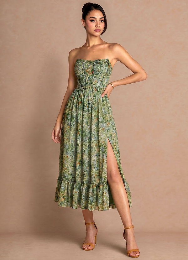 Portia Green Floral Midi Dress image1